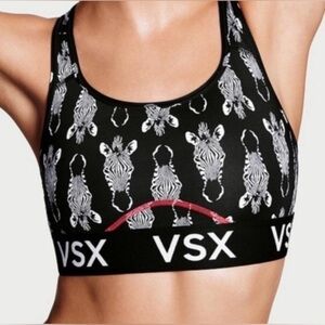 Victoria's Secret Small VSX Sport The Player Racerback Sport Bra Zebra Print